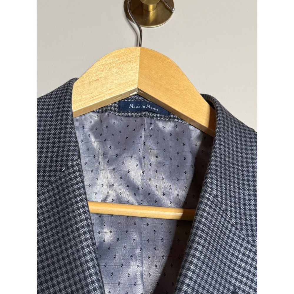 Turnbury Mens‎ 48L Wool Silk Blend Blazer Grey Micro Houndstooth Sport Coat 48 L - Picture 6 of 10